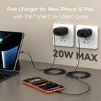 Phone 17 16 15 Charger Fast Charging, 10 FT Long USB C Charger Cord with 20W Type C Fast Phone Charging Block forPhone 17/17 Pro/17 Pro max/Air/Phone 16 15 Pro Max Plus, iPad, Android,Black