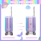 Cute Mermaid Kid’s Luggage Set 2 Piece Suitcase Set 16’’ Hardside Luggage with Spinner Wheels Girls Travel Rolling Luggage Carry on Luggage Airline Approved