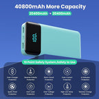 Portable Charger 40800mAh Power Bank with 3 Built-in Cables,PD 25W USB C in&Out Power Bank Fast Phone Charging,QC4.0 5 Outputs Travel Camping Essential Battery Pack for iPhone 17/16,Samsung etc-Green