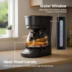 Kismile 5-Cup Drip Coffee Machine with LED Display, Small Coffee Maker with Anti-Drip, Timer, Auto Shut-Off, Dry-Boil Protection, Removable Funnel, Compact, Ideal for Home & Office