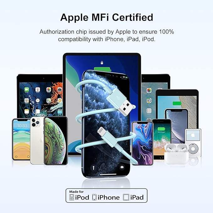 [ Apple MFi Certified ] iPhone Charger 3ft, Lightning to USB Cable 3 Feet, Fast Apple Charging Cable Cord 3 Foot for iPhone 14 Pro Max/13 Pro Max/12 Mini /11 Pro/11/XS/XR/8/7/6s/6/5S/iPad/Air.