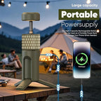 Camping Light Telescopic, Collapsible Tripod Camping Lantern, 12000mAh Rechargeable Camping Lamp with Stand, Dimmable & Portable IPX54 Waterproof Flashlight for Emergency (Military Green)