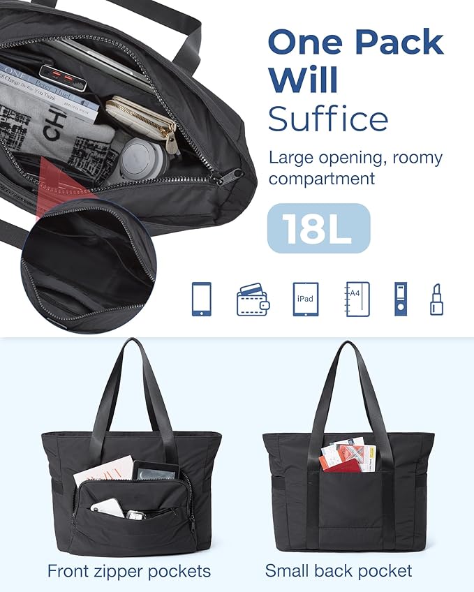 BAGSMART Tote Bag for Women, Tote Bag with Zipper Work Tote with Compartments Nurse Shoulder Hanbag for Travel, Gym