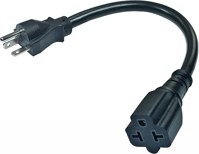 1Ft 20A AC Power Plug to T-Blade Adapter Cable, NEMA6-20P to 5-20R/ 6-15R/5-15R, 4 in 1 AC Adapter,12AWG Heavy Duty Extension Cable for Air Conditioner Etc.