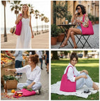Hand-woven Soft Large Straw Shoulder Bag Boho Straw Handle Tote Retro Summer Beach Bag Rattan Handbag