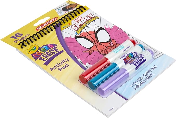Crayola Color & Erase Reusable Activity Pad - Spidey and His Amazing Friends, Erasable Coloring Pages, Spiderman Toy for Toddlers, Travel Activity