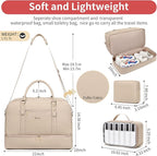 Wogarl 4PCS Weekender Bags for Women Large Overnight Weekend Travel Duffel Carry on Shoulder with Shoe Compartment Canvas Toiletry Bag for Travel Business Gym