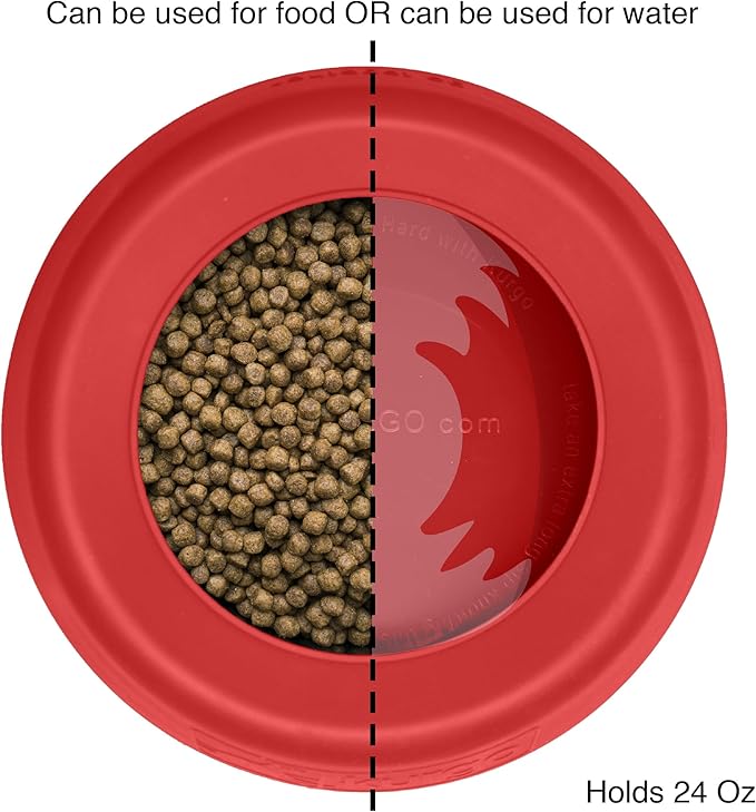 Kurgo Splash Free Wander Dog Water Bowl - Anti-Splash Rim - Travel Friendly - Food Grade Silicone - Compact Wedge Shape - Dishwasher-Safe Bowl - 24 oz - Chili Red