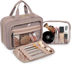 BAGSMART Toiletry Bag Hanging Travel Makeup Organizer with TSA Approved Transparent Cosmetic Bag Makeup Bag for Full Sized Toiletries, Large-Dark Purple