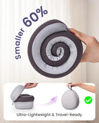 KPNEOL Travel Pillow, Neck Pillow – Ergonomic Memory Foam Pillow for Airplane, Adjustable & Ultra-Lightweight with Dual-Sided Fabric for Flight, Car, and Office Use, Grey