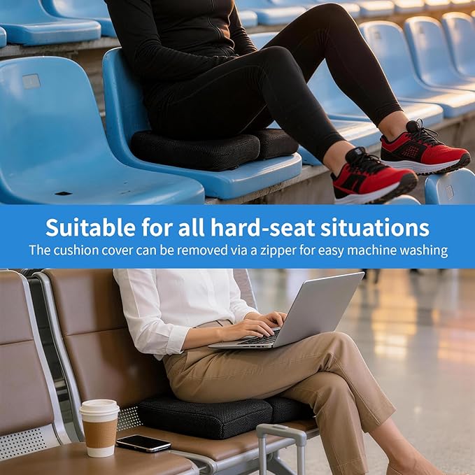 Foldable Travel Seat Cushion Portable Seat Cushion for Car Seat, Airplane, Bleacher, Camping, Office (15.7 * 11.8 * 3in)
