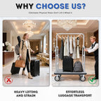 Hotel Luggage Cart Commercial Grade Brushed Stainless Steel, 900LBS Heavy Duty Bellman's Cart with 8" Rubber Wheels & Grey Carpeted Deck Luggage Trolley for Hotels Resorts (Silver, 42"× 26" × 70'')