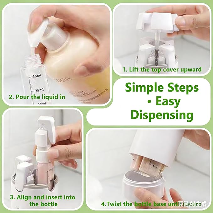 4 in 1 Travel Dispenser, Travel Bottles for Toiletries, Squeeze Leak Proof Dispenser Bottles with Scale and Label for Shampoo Lotion Shower Gel, Suitable for Travel, Camping and Gym(2 PC, Mixed)