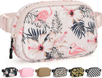 Pritent Fanny Packs for Women Cross Body Bag Waterproof Belt Bag with Adjustable Strap and Zipper Back Pocket Small Crossbody Bags Fashion Waist Packs for Workout Travelling(Flamingo Print)