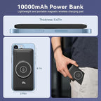 Magnetic 10000mAh Portable Charger for iWatch & iPhone, PD Fast Charging Wireless Power Bank Built-in Cables and Wall Plug, External Travel Battery Pack Compatible with iOS Android Phones