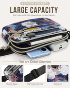 Capolo Fanny Packs for Women Fashion Waist Packs Bag with Adjustable Strap and 4 Zipper Pockets Waterproof Everywhere Crossbody Belt Bag for Workout Running Travelling(Watercolor Print, Large)