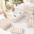 KPX 8 Set Packing Cubes for Travel, Luggage Packing Organizers Accessories Large Toiletries Bag for Clothes Shoes Cosmetics (8Set-Flower & Bow)