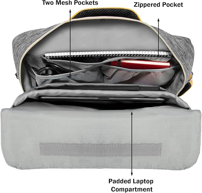 BPC 3-in-1 Messenger & Backpack, Durable 15-Inch Laptop Carrier with Front Zipper Pockets, Straps, Earphone Port for Business & Commute (Gray)