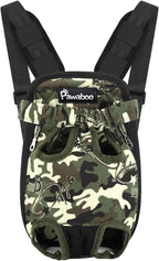 Pawaboo Pet Carrier Backpack, Adjustable Pet Front Cat Dog Carrier Backpack Travel Bag, Legs Out, Easy-Fit for Traveling Hiking Camping for Small Medium Dogs, Medium (Pack of 1), Deep Camouflage Black