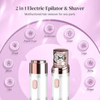 Gurelax Facial Hair Remover, Hair Removal Epilator for Women, Plucker for Face, Lip, 2-in-1 Epilation System, All Ages and Skin Types,with Brush, Pouch