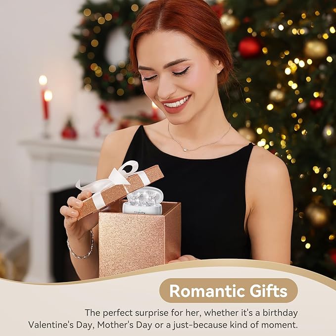 Kinglucky Jewelry-Inspired Clip-On Earbuds with Butterfly Earrings, Comfortable Fit & 50H Playtime Open Ear Bluetooth 5.4 Wireless Headphones for Women, Small Ears, Sports & Workouts (White)