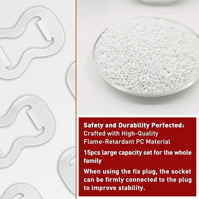 15-Pack Loose Outlet Fix Plug - Ensure Secure Connection for Power Plugs - Socket Extender Prevents Loose Socket Issues - Easily Fix Loose Outlets - Won't Fall Out or Cut Off Electricity