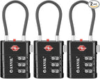ANVIL TSA Approved Luggage Locks – High Security TSA008 Combination Travel Locks with Inspection Indicator for Suitcases and Backpacks. (3, Black)
