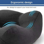 Inflatable Travel Pillow for Airplane Inflatable Neck Pillow for Traveling with Soft Velvet Washable Cover for Sleeping, Airplane,Train, Car, Office, Contoured Eye Masks, Earplugs (Dark Gray)