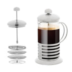 OVENTE French Press Coffee Maker 20 Ounce with Heat Resistant Borosilicate Glass, Stainless Steel Design and 4-Level Filter System, Portable Cold Brewer Pot for Travel, Camping or Gift, Silver FSH20S