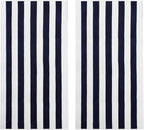 COTTON CRAFT Oversized Beach Towel - 2 Pack 35 x 70 inches XL Beach Towel - 100% Cotton Velour - Big & Huge - Thick Plush 450 GSM Super Soft Luxury Towel - Pool Picnic Bath - Cabana Stripe Navy