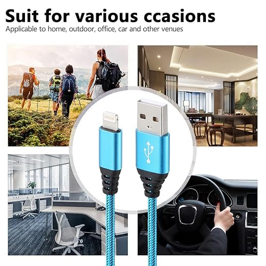 iPhone Charger 10FT 5Pack Apple MFi Certified Lightning Cable Fast Charging Nylon Braided USB-A to Lightning Compatible with iPhone 14/13 mini/14/13/12/11 Pro MAX/XR/XS/8/7/Plus/6S/SE/iPad