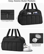 oscaurt Gym Bag for Women Puffer Duffle Bag for Travel Water Resistant Carry On Weekender Overnight Duffel Dance Bag with Shoe Compartment