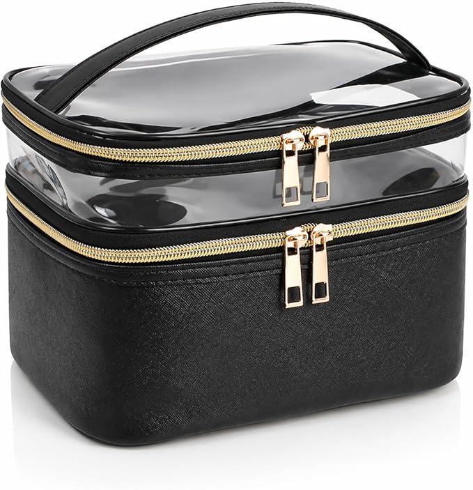 Travel Makeup Bag Makeup Organizer Bag Cosmetic Bag Makeup Bags for Women Cosmetics Cases Portable Waterproof Foldable Black