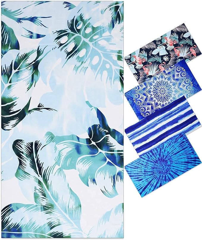 Oversized Terry Beach Towel 36 x 72 in Soft Extra Large XL Big Pool Swimming Towels for Adults Clearance Blanket Travel Essentials Cruise Accessories Must Haves Vacation Stuff Lounge Chair Cover Palm