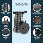 NUMANU 2026 Upgraded Collapsible Stool, Max 620lbs 2.5"-18" H Adjustable Portable Folding Stool for Adults, Retractable Foldable Telescopic Seat Camping Chair or Footrest (1x Hard Seat)