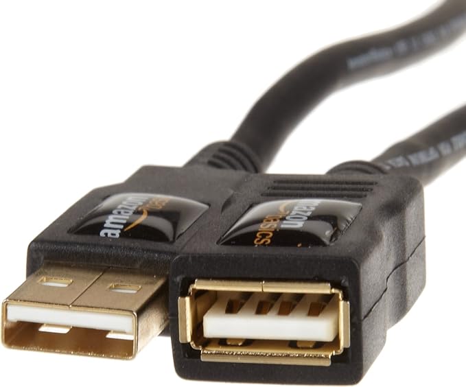 Amazon Basics 10-Pack USB-A 2.0 Extension Cable, Male to Female, 480Mbps Transfer Speed, USB Extender, 6.5 Foot, Black