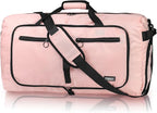 Fmeida 65L Duffle Bag with Shoes Compartment, Foldable Travel Duffel Bags for Men Women, Large Packable Travel Bag Water Repellent & Tear Resistant (Light Pink)