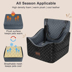 JOEJOY Elevated Dog Car Seat for Small/Medium Dogs up to 35 lbs, Memory Foam Booster Seat with Detachable Washable Cover, Travel-Safe Car Bed with Safety Belts & Storage Pockets, Dark Grey