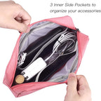 CAAORDKSO Electronic Organizer Case, Travel Cable Organizer Bag Pouch Electronic Accessories Carry Case Waterproof Electronic Accessories Bag for Cable, Cord, Charger, Power Bank, Earphone (Big-Pink)