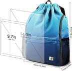 Drawstring Backpack with Mesh Pockets String Gym Bag Sackpack Sandproof Water Resistant Beach Backpack for Men Women