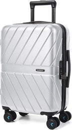 BAGSMART Carry On Luggage 22x14x9 Airline Approved With TSA Lock, 1OO% Polycarbonate Hardside Luggage with Spinner Wheels,Durable Hard Shell Carry On Suitcase 20 inch Silver