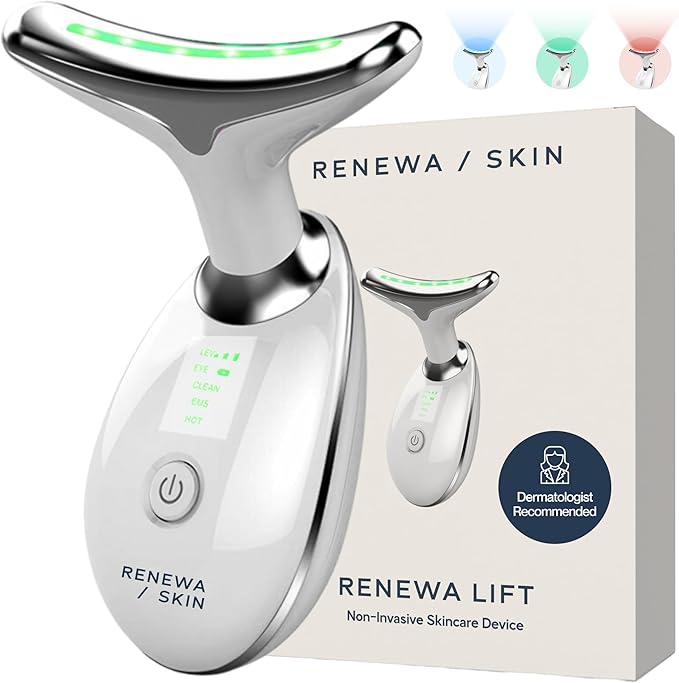 RenewaSkin Face & Neck Sculpting Tool Handheld Beauty Device with Gentle Light & Soothing Vibration At-Home Skincare Tool for a Smoother, Refreshed, and Radiant-Looking Complexion
