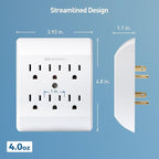 [ETL Listed] Cable Matters 2-Pack 6 Outlet Extender Wall Tap, 15A/1875W, Multi Plug Wall Outlet / 6 Way Plug Power Adapter
