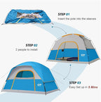 CAMPROS CP Camping Tent 2/4/6 Person, Waterproof Windproof Double Layer Dome Tent, Easy Setup with Large Mesh Windows & Wide Door for Outdoor Camping Backyard