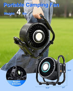 Portable Outdoor Oscillating Fan,6-Speed Oscillating Fan & 3-Speed Light,16000mAh Battery Powered Fan(24Hrs),For Indoor,Outdoor,Camping,Tent,Travel,Fishing,Jobsite,Gifts for Men Dad Him