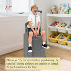 CNCEST 22" Kid's Ride-on Luggage with Foldable Seat,Travel Carry On Trolley Case for Kids,Children's Ride On Top Opening Suitcase with Password Lock (StyleA, Grey)