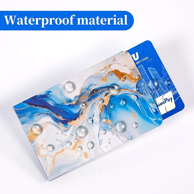 12 PCS RFID Blocking Sleeves, Credit Card Holder for Women Men Protect Cards Identity from Electronic Theft Travel Case Set (Marble Style