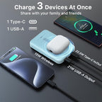 NOBIS A2641 Magnetic Power Bank, 10000mAh Wireless Portable Charger, 22.5W Magnetic Battery Pack with Stands,Magnetic Portable Charger with LED Display for Phone 16 (Blue, 22.5W)
