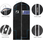 Syeeiex 60'' Dress Bags for Gowns, Set of 4 Garment Bag for Hanging Clothes, Dress Garment Bag, Dustproof and Keep Closet Tidy, Perfect for Suit Evening Dresses Fur Coat Long Dress Gown(Black&Grey)