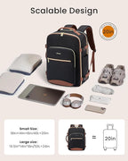 LOVEVOOK 50L Large Travel Backpack for Women Men Fits 17 Inch Laptop, Carry on Backpack for Traveling on Airplane, Personal Item Bag Airline Approved, Business Causal Weekender Backpack, Black-Brown